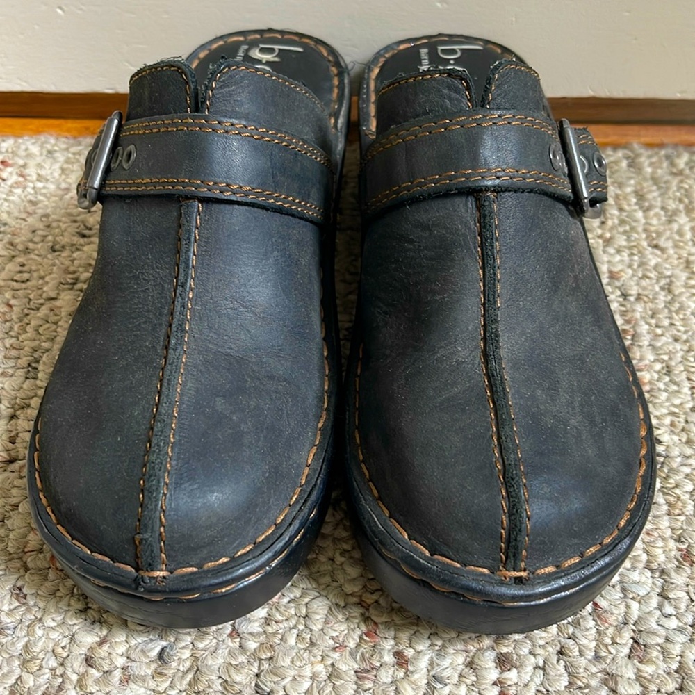 Born Black Leather Buckle Mules